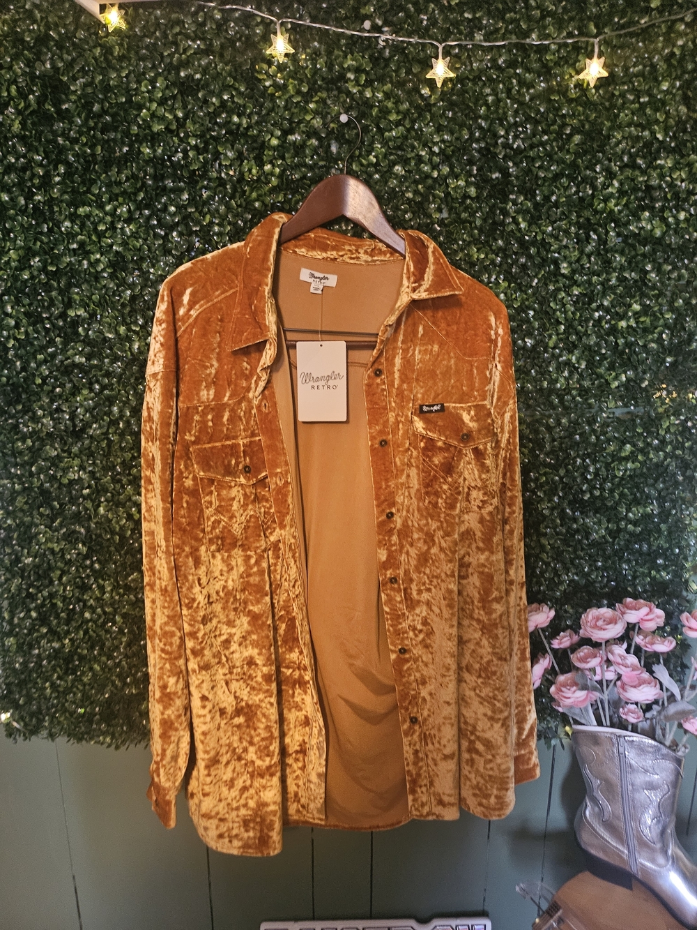 Wrangler Retro Women's Velvet Shacket - Golden Rust